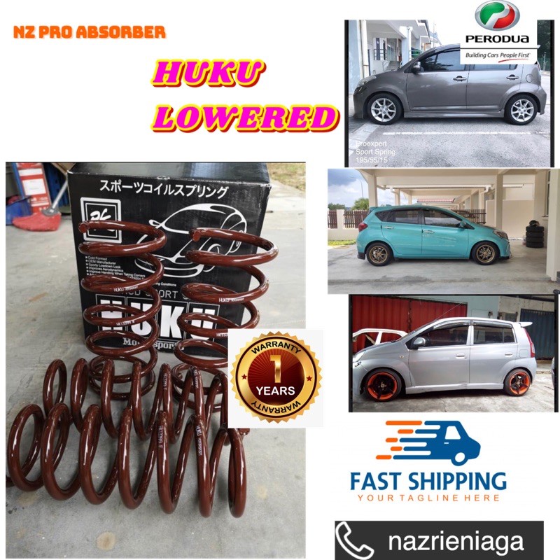 Kancil Viva myvi Kelisa Kenari Spring sport brand Huku Lowered | Shopee ...