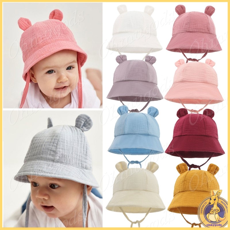 OMG* Baby Girls Boys Hat Wide Brim Sun Protection Adjustable Strip Hats