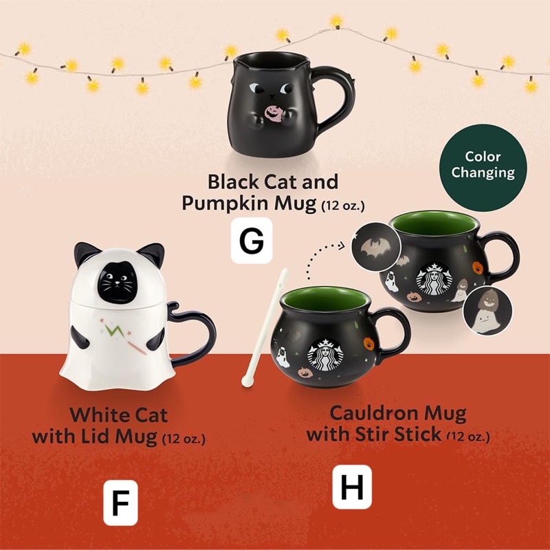 Starbucks Thailand 2021 & 2022 Halloween Collection 2024 Pumpkin Dog & Cat Mug