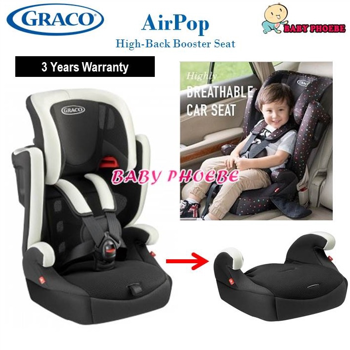 Graco AirPop 3in1 Breathable Material Lightweight HighBack Booster Seat with Harness 9kg36kg