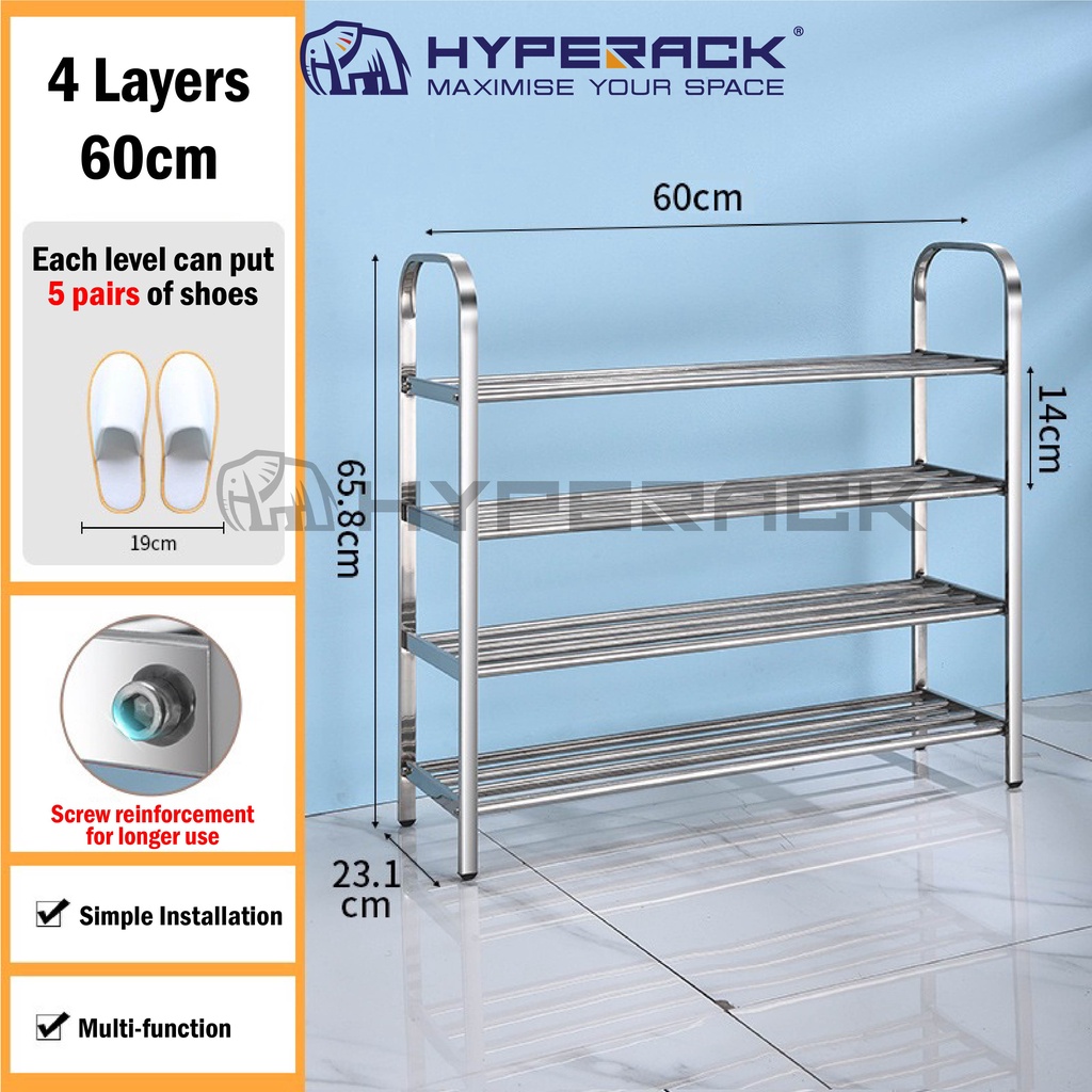 HYPERACK Ready Stock Rak Kasut Stainless Steel Rack Shoe Rack Shoe Storage Rack Shoe Cabinet Rack Shelf Rak Besi Shopee Malaysia
