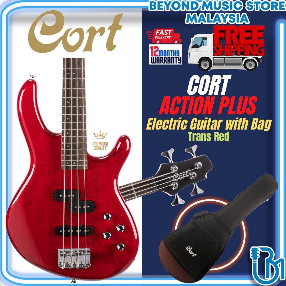 Cort Action Plus Electric Bass Guitar with Bag - Trans Red (ActionPlus ...