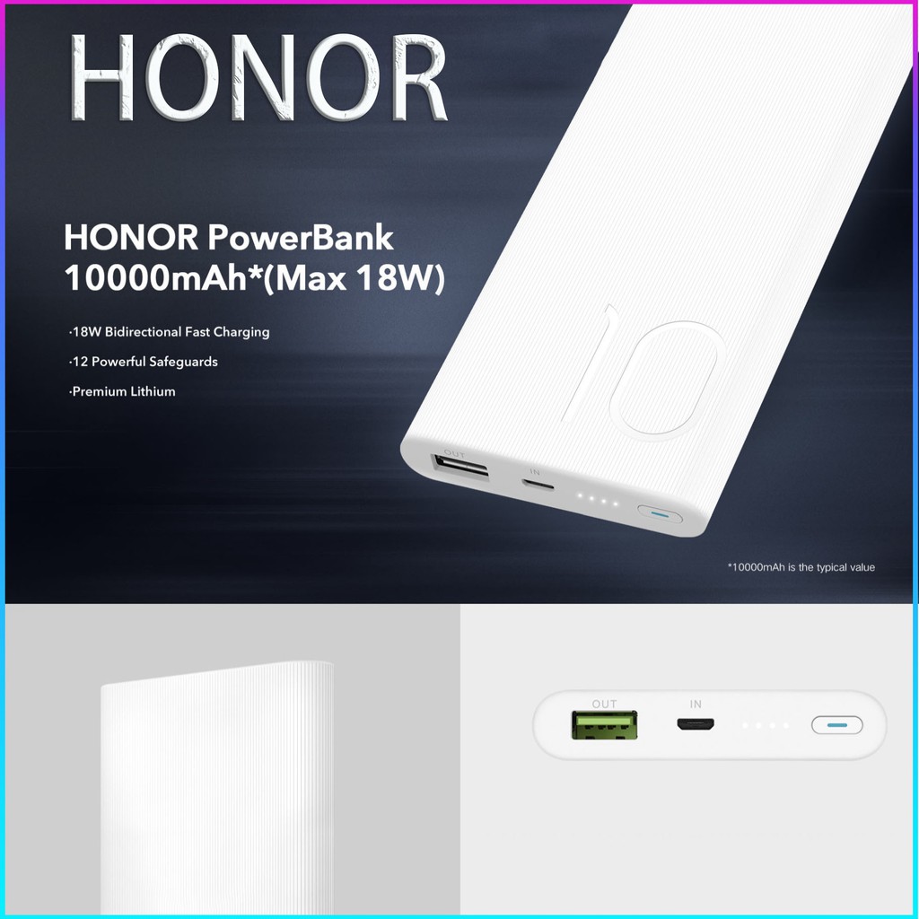 Honor Original Power Bank 10000mAh (Max 18w) Shopee Malaysia