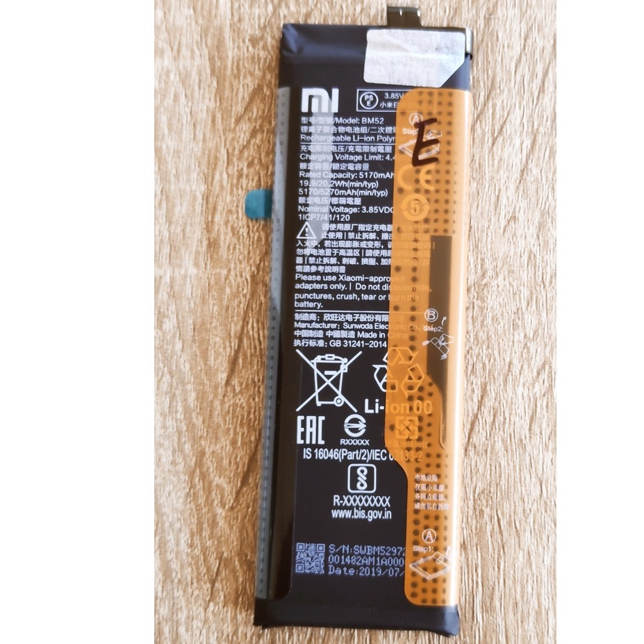 Pila BM52 5260mAh Batteria Xiaomi BM52 5260mAh Per Mi Note 10 Lite