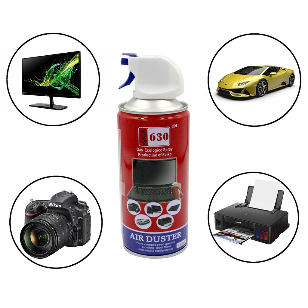 GIGA 360 AIR DUSTER CLEANING COMPRESSED CANNED WITH NOZZLE 450ML