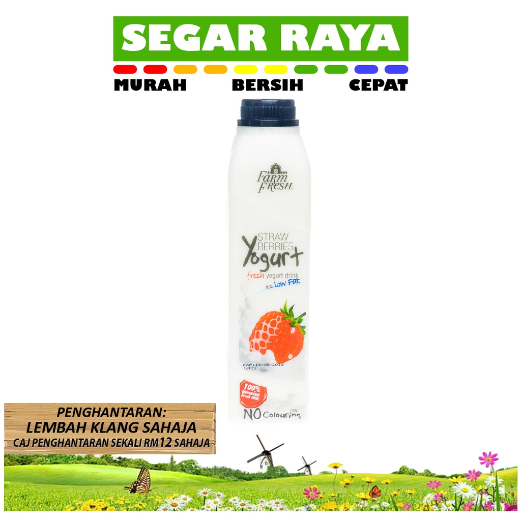 YOGURT Minuman Farm Fresh Low Fat Yogurt Drink Strawberry (700ml) Segar ...