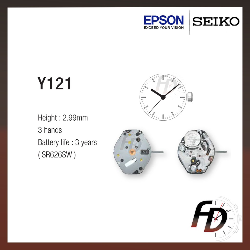 Seiko Y121E H4 H7 Epson Quartz Watch Machine Movement Made in Japan Replacement Parts Engine Jam Y121G Y121 Shopee Malaysia