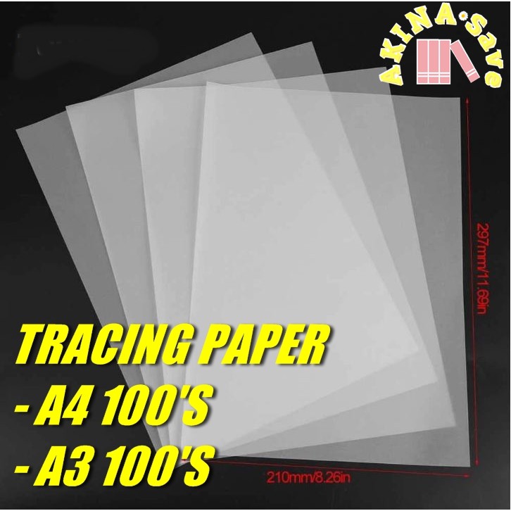 AKINA SAVE 100 sheets A4 A3 112gsm Tracing Paper Drawing Engineering ...
