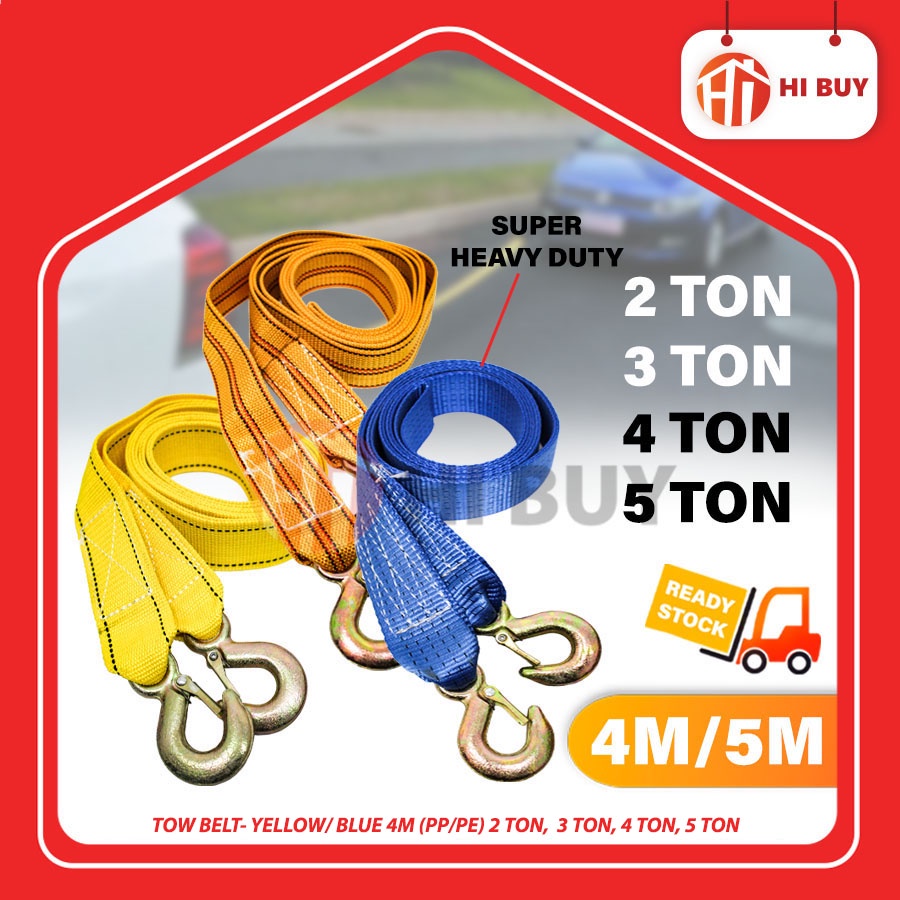 TOW BELT 4 METER (2 TON/ 3 TON/ 4 TON/ 5 TON) SUPER HEAVY DUTY/ CAR