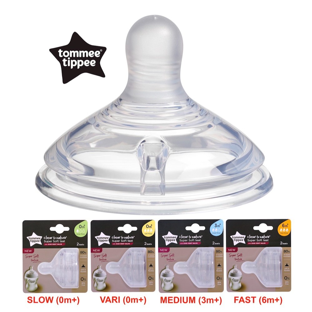 Tommee Tippee Closer To Nature Super Soft Teat Bottle Nipple Puting Botol Slow Flow Medium