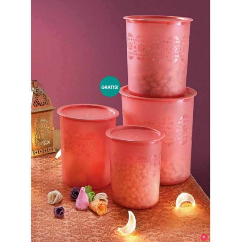 Tupperware Peach Canister Jar Set | Shopee Malaysia