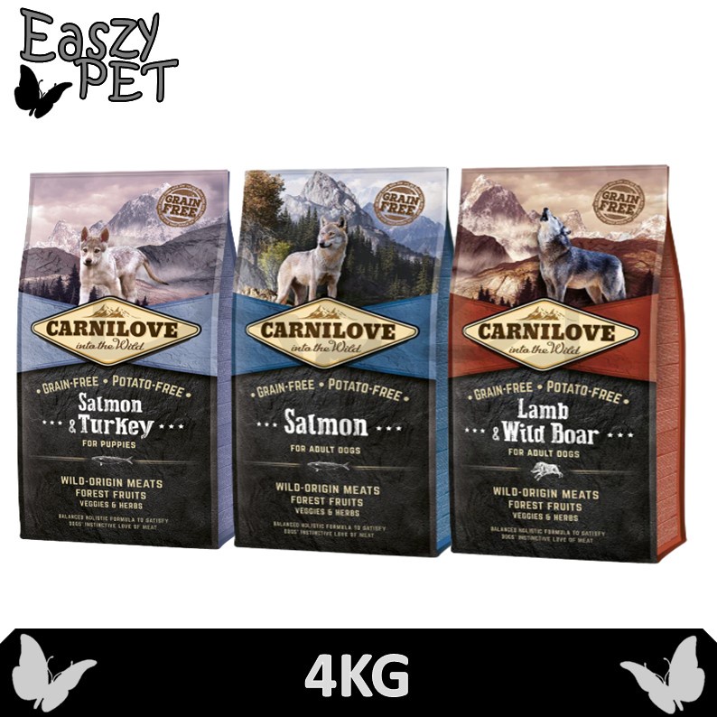 Carnilove Grain Free Dog Dry Food 4KG (Salmon Adult ,Lamb Wild Boar