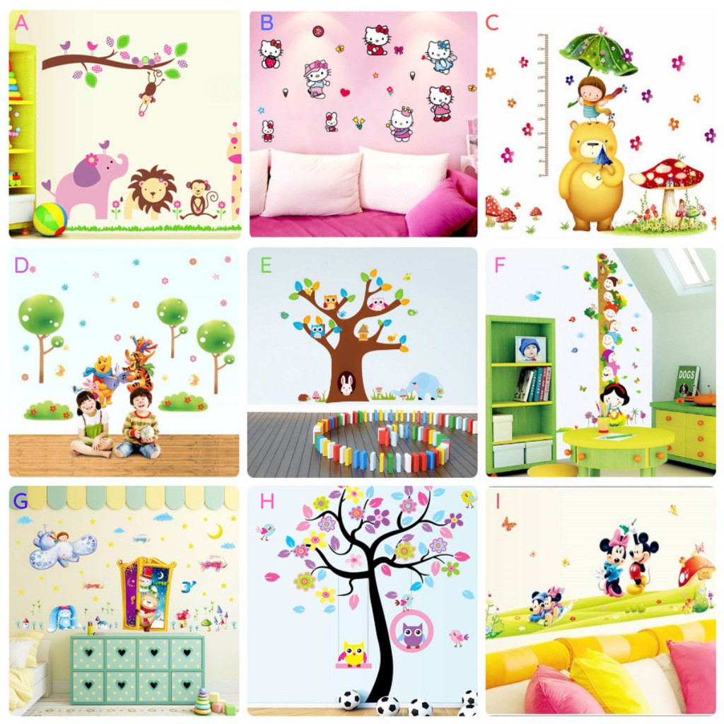 CARTOON WALL STICKER WALL DECOR SELF ADHESIVE WALLPAPER FOR KIDS ...