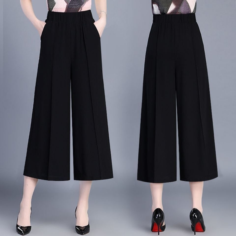 Chiffon Wide Leg Pants Womens Nine Point Pants Summer Thin Style