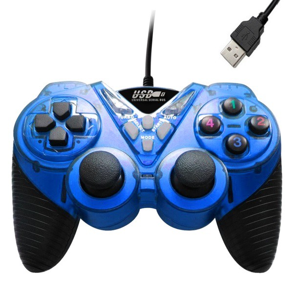 Wired Vibration Gamepad PC USB Controller Joystick Game Handle(Blue ...