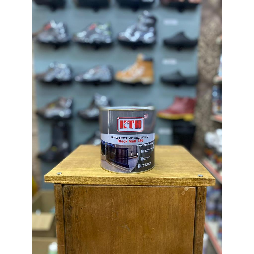 1L KTH 786 matte black paint cat besi / cat hitam matte / cat kayu wood paint / anti rust paint
