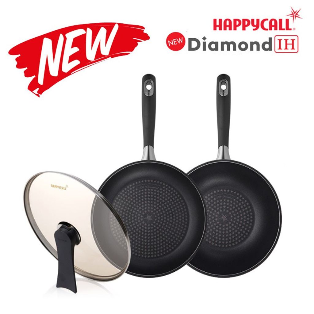 Happy Call IH Porcel Diamond Frying 28cm Pan Wok 3set / ceramic pans