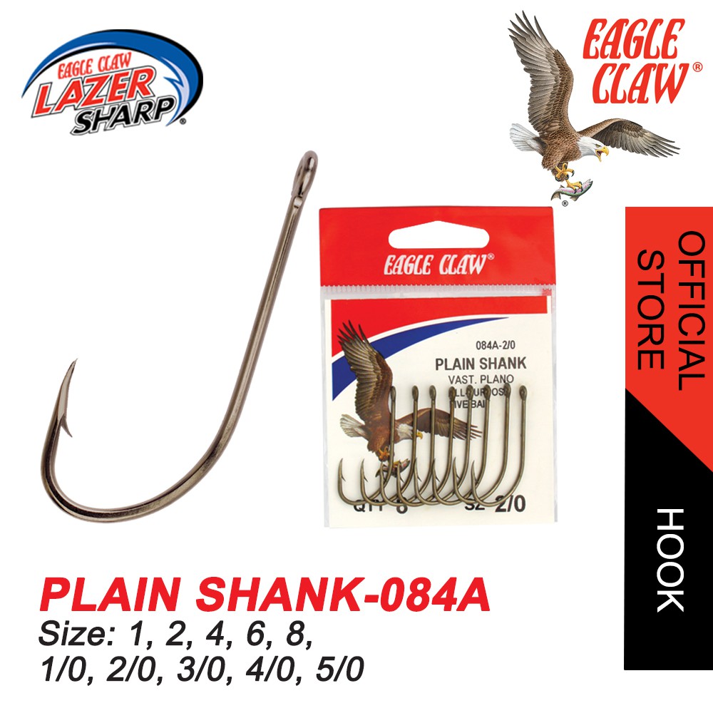 Eagle Claw 084A Plain Shank USA Fishing Hook (8-10 Pcs)