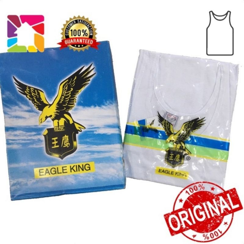 EAGLE KING™ Men’s White Tanks / Pagoda Helang Singlet Kain Sejuk ...