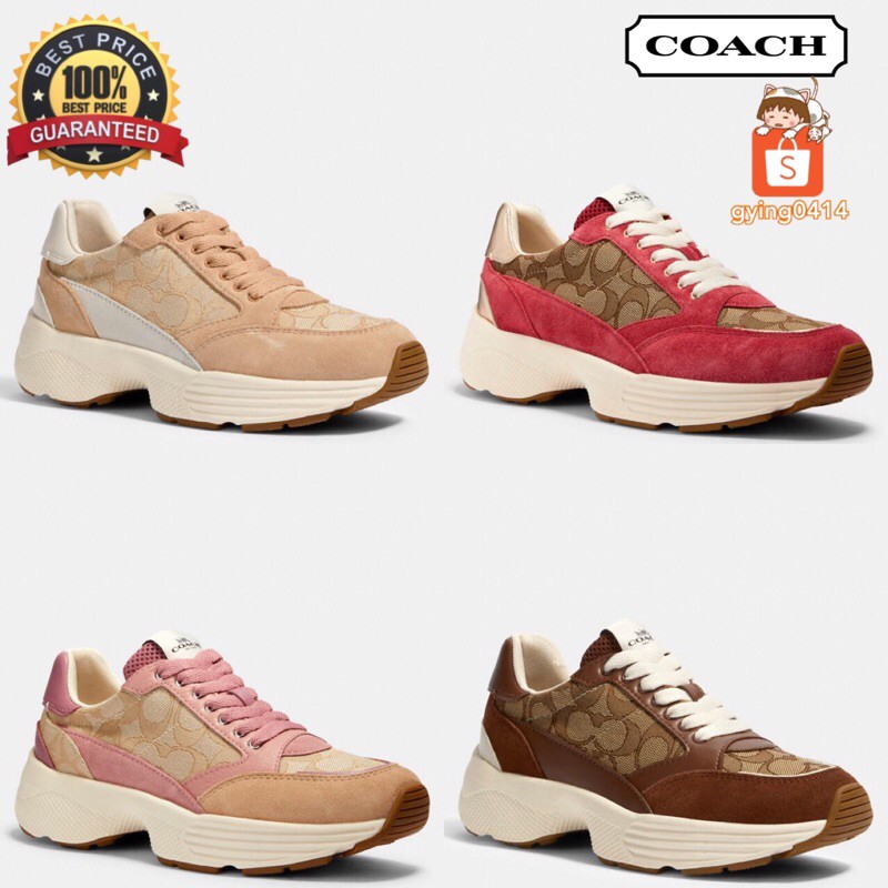 PROMOTION Coach Tech Runner Sneakers Sport Running Shoes Sneaker Women Red  Pink Brown Low Top Cut Wanita Shoes C152 | Shopee Malaysia