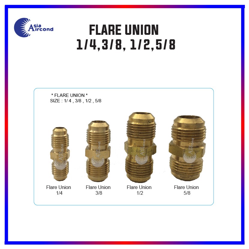 AIR CONDITIONER FLARE UNION『1/4"』,『3/8"』, 『1/2"』,『5/8"』(5PCS) Shopee