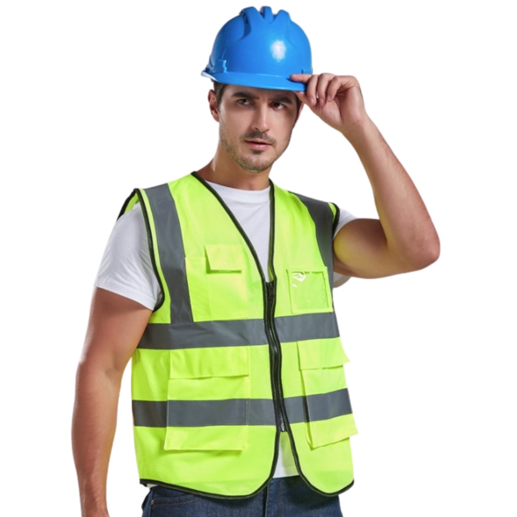 Reflective Safety Vest with Pocket Zip Vest Safety Jacket Unisex Baju ...