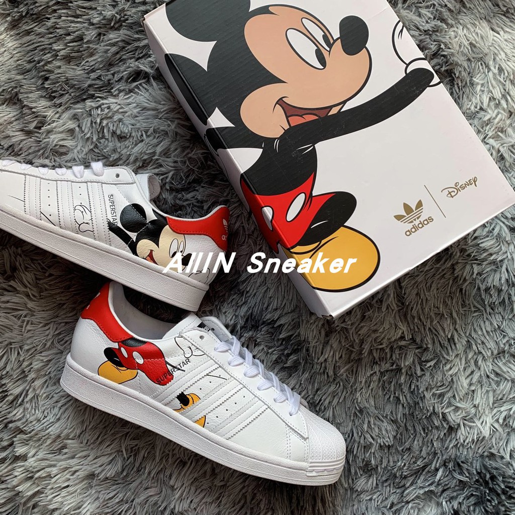 Disney Sports shoes Adidas Superstar size 36 40 fw2901 print cute Mickey Mouse Shopee Malaysia