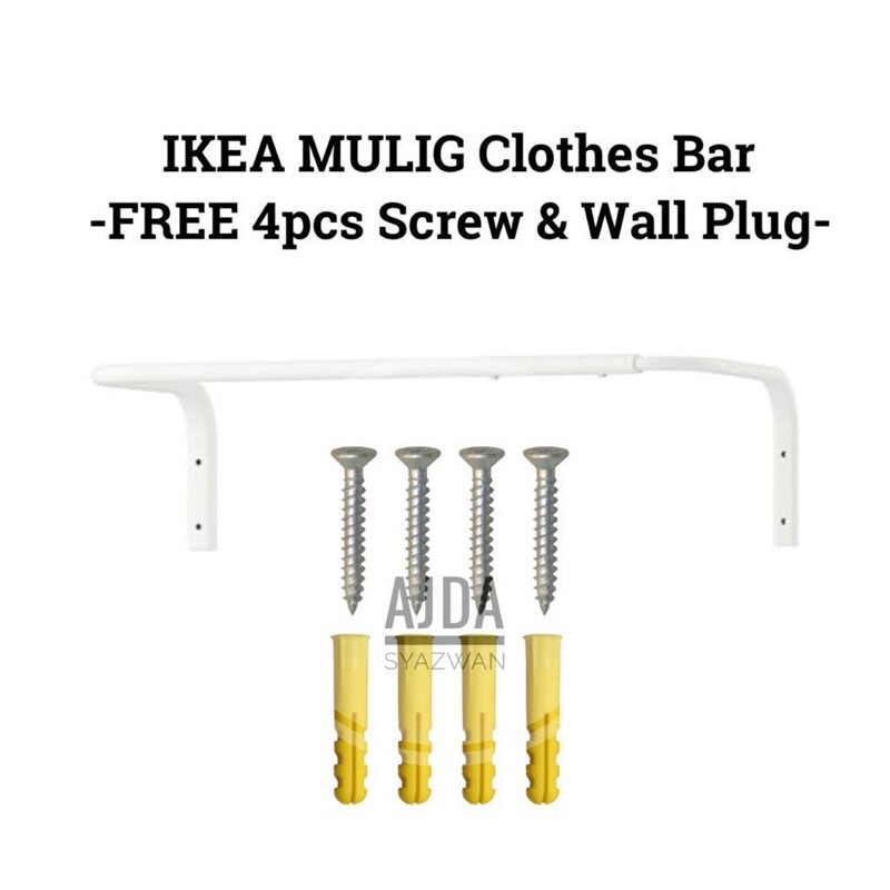 Clothes bar Wall clothes bar white 60 90 cm adjustable include screw wallplug.Ampaian dinding 60 90cm