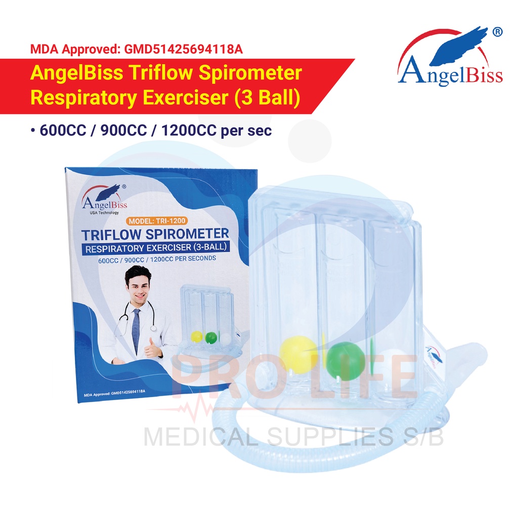 AngelBiss TriFlow Spirometer Tri1200 / Deep Breathing Exercise / Lung