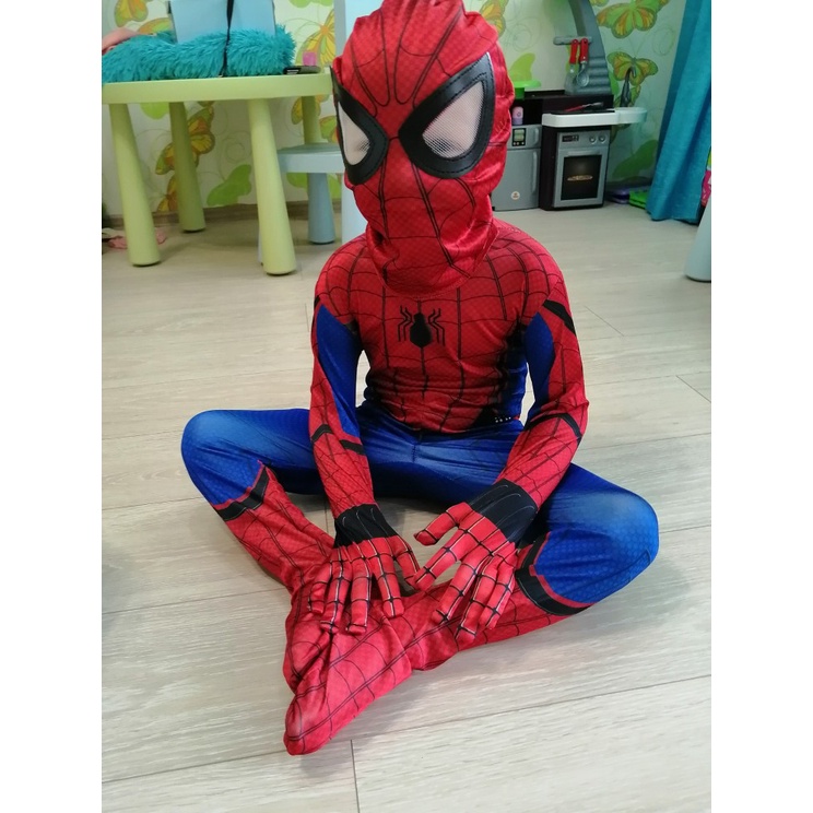 Superhero Spiderman Costume Bodysuit for Kids Spandex Zentai Halloween ...