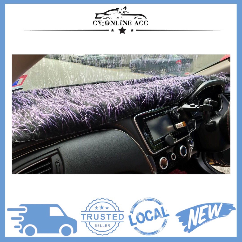 Black & Purple Universal Fur Dashboard Cover purple black carpet bulb