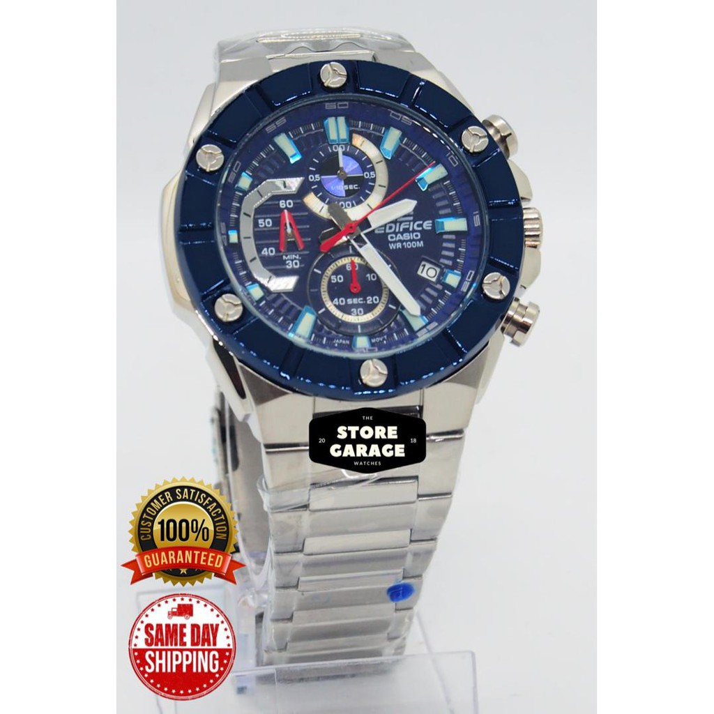 CASIO EDIFICE EFR 569 SILVER BLUE STAINLESS STEEL ORIGINAL JAPAN ENGINE MENS WATCHES