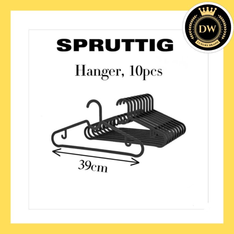 Lot of 2) IKEA Spruttig Thin Plastic Hangers Black 10 Pack New 203.170.79
