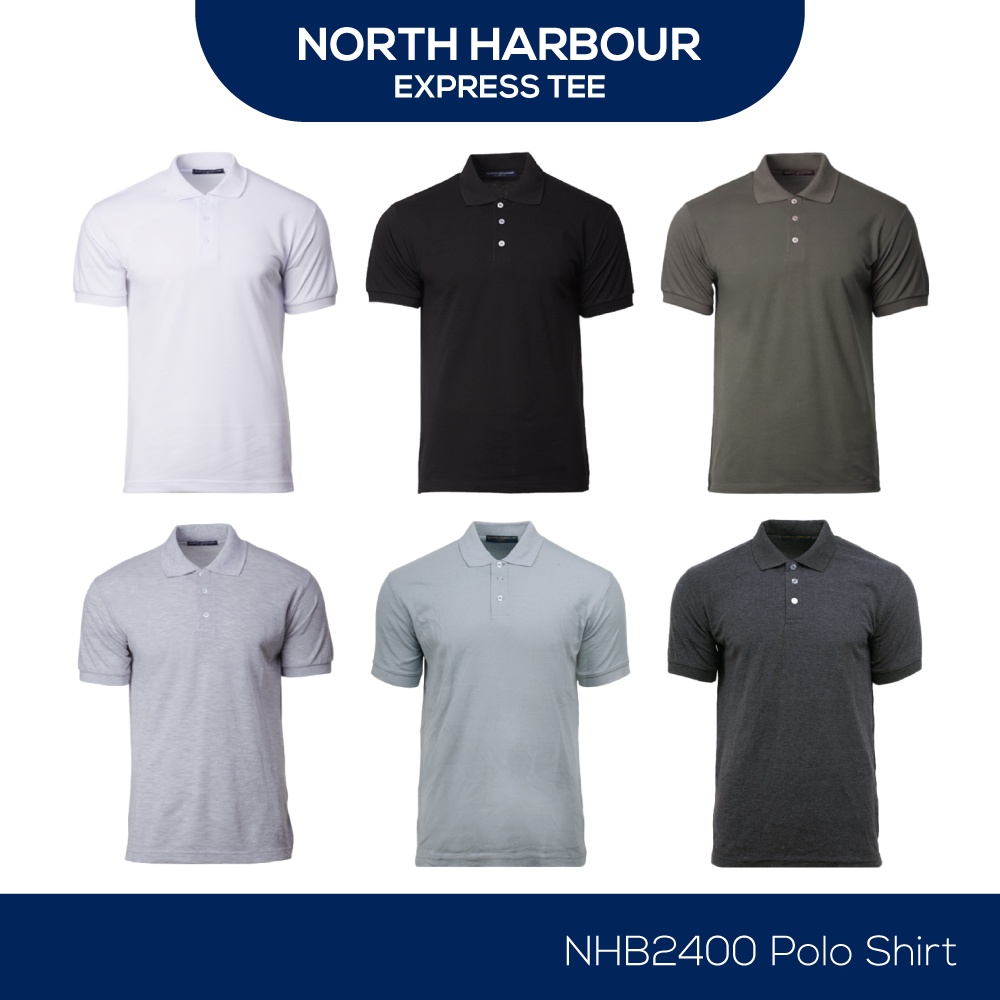 North Harbour Soft-Touch Polo Shirt NHB2400 Baju Kosong - White / Black ...