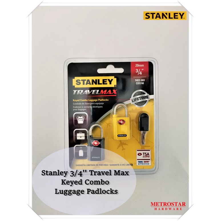 Stanley 3/4'' TravelMax Keyed Combo Luggage Padlocks Random Colour ...