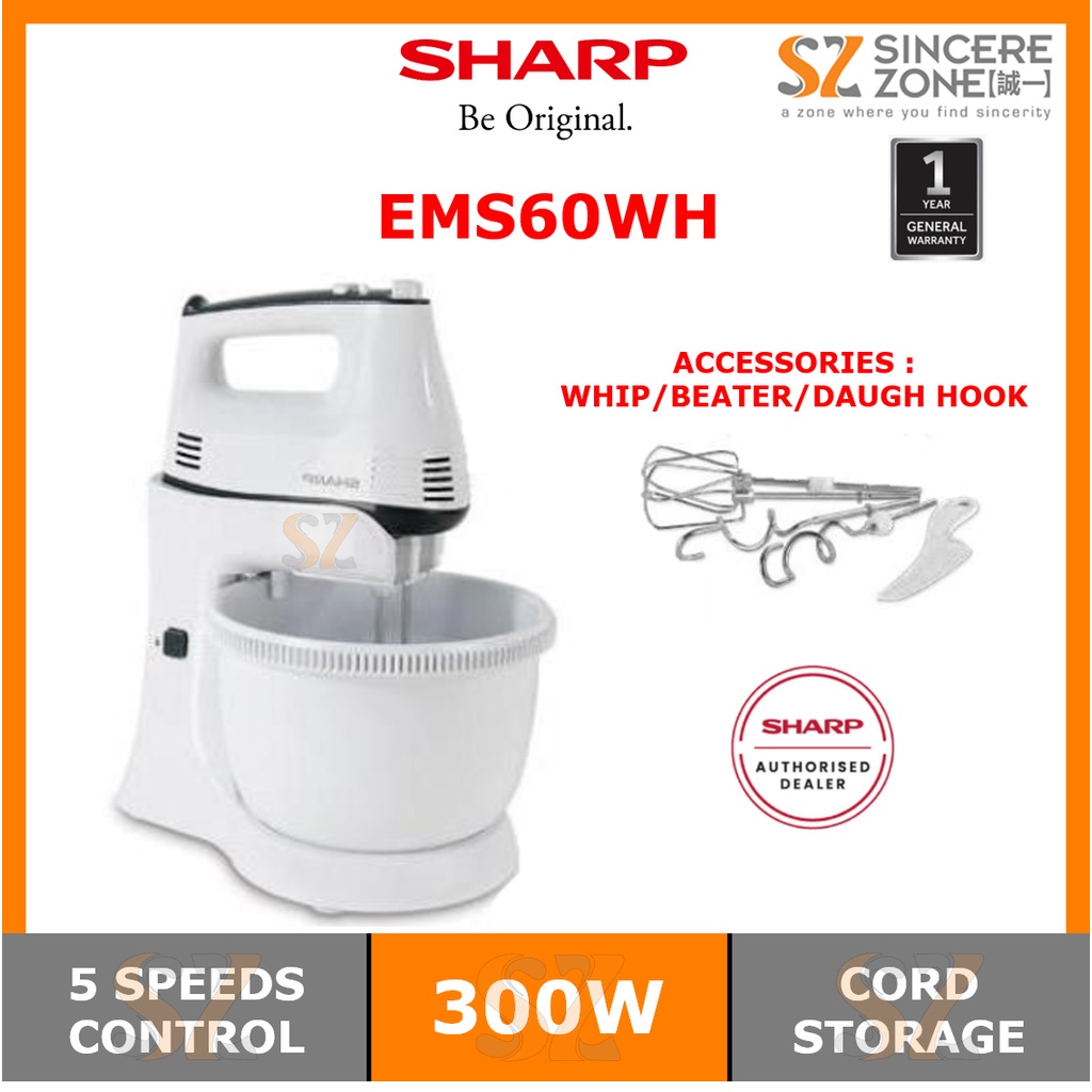 SHARP EMS60WH STAND MIXER 300W / 5-SPEEDS CONTROL | Shopee Malaysia