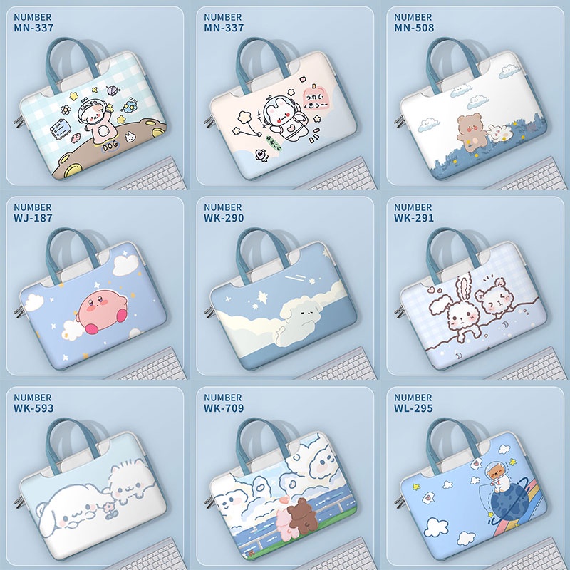 Cute Cartoon Laptop Bag Blue Handle 13 14 15 16 17 Inch Convenience Bag ...