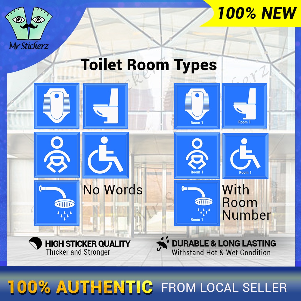 Toilet Room Types Sticker Toilet Bowl Sit/ Squat/ Kids/ OKU/ Shower ...