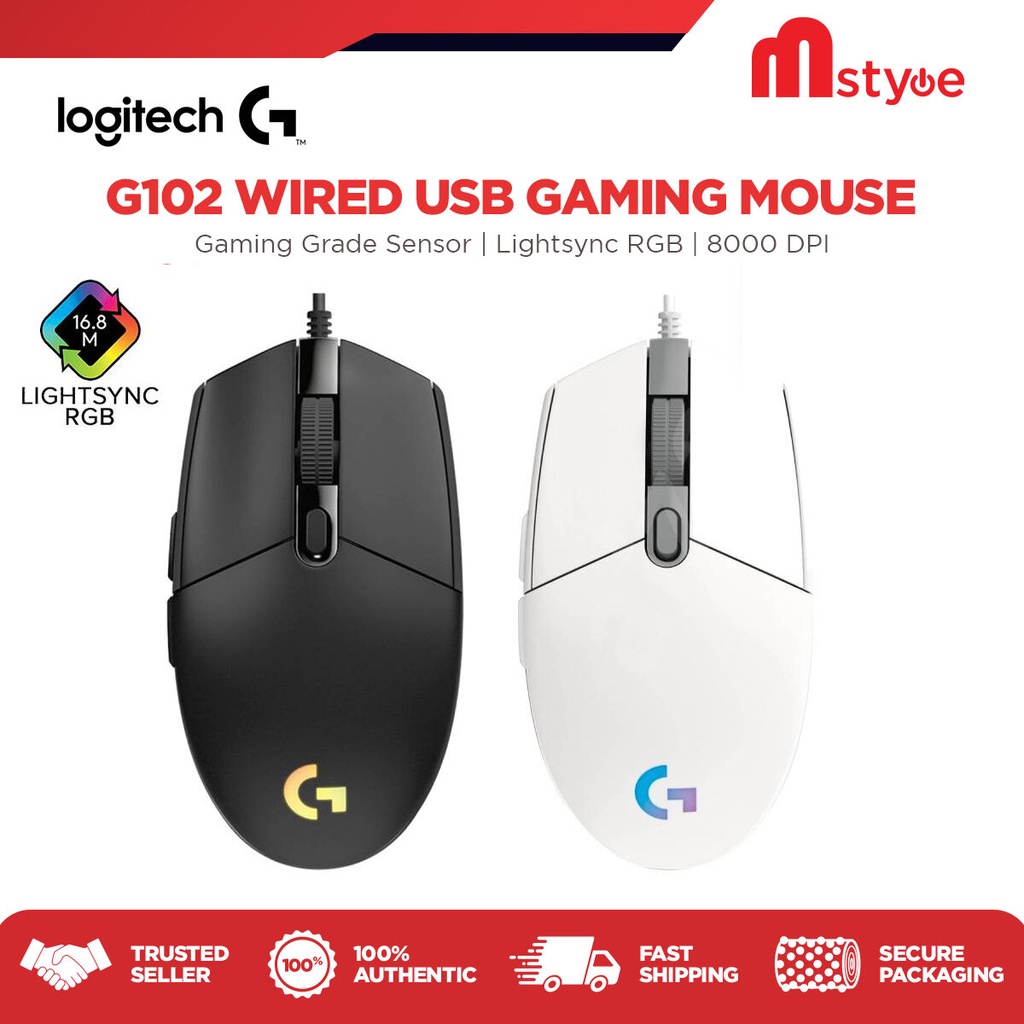 Logitech Wired Gaming Mouse G102 with Lightsync RGB Lighting, Max 8000 ...