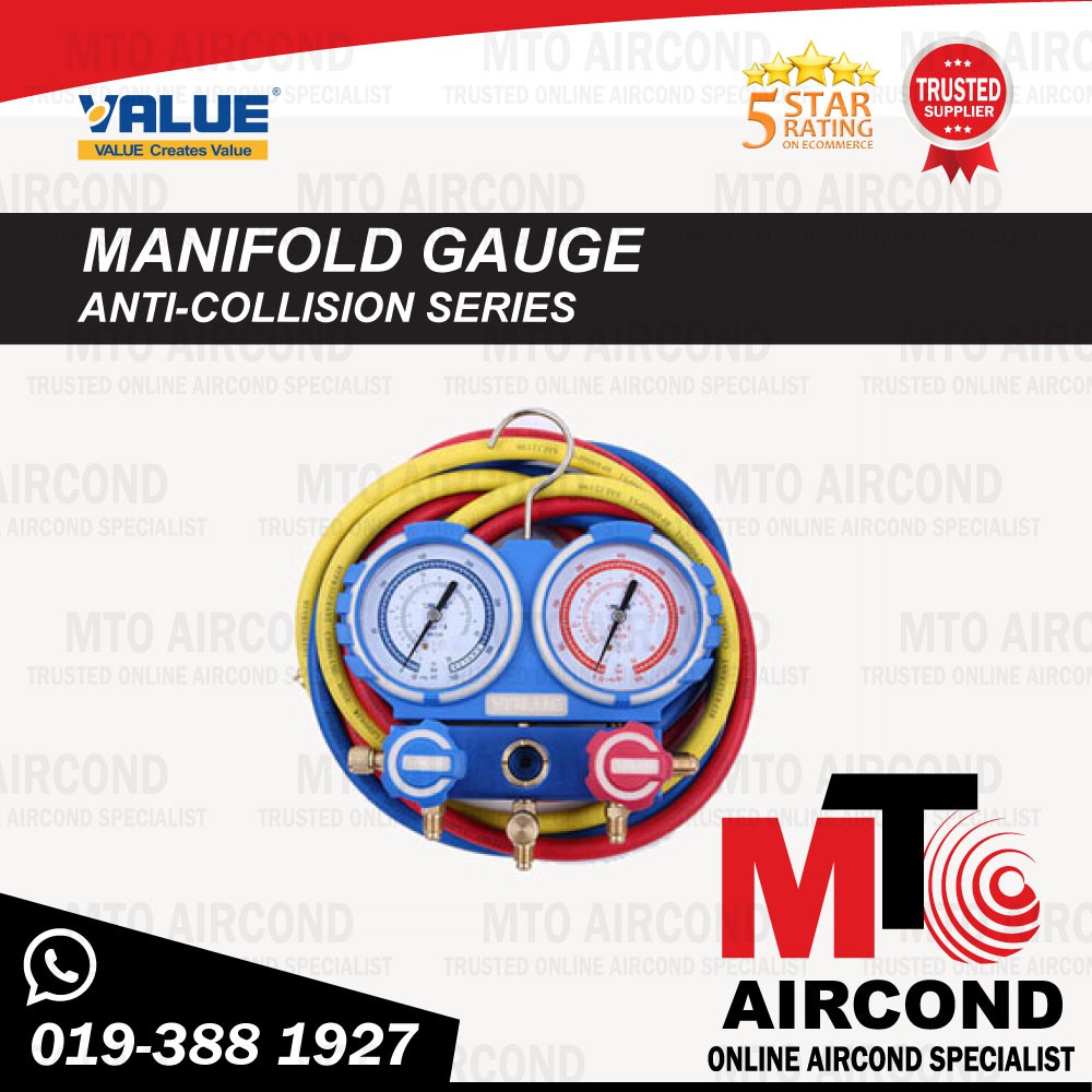 VALUE Manifold Gauge VMG-2-R32-B (R410a, R32, R22, R134a) | Shopee Malaysia