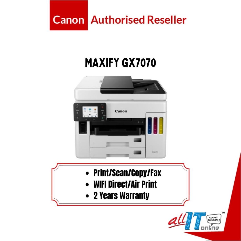 Canon MAXIFY GX7070 AIO Easy Refillable Ink Tank High Volume Printer ...