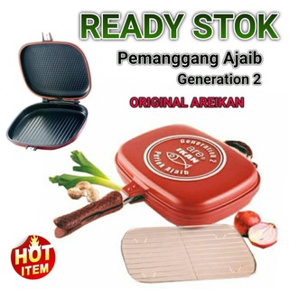 High Quality 36CM Double Sided Foldable Grill Frying Pan BBQ Kuali Panggang  Besar Periuk Pemanggang bbq Pemanggang ajaib