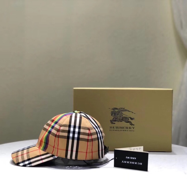 BURBERRY Rainbow Check Baseball Cap