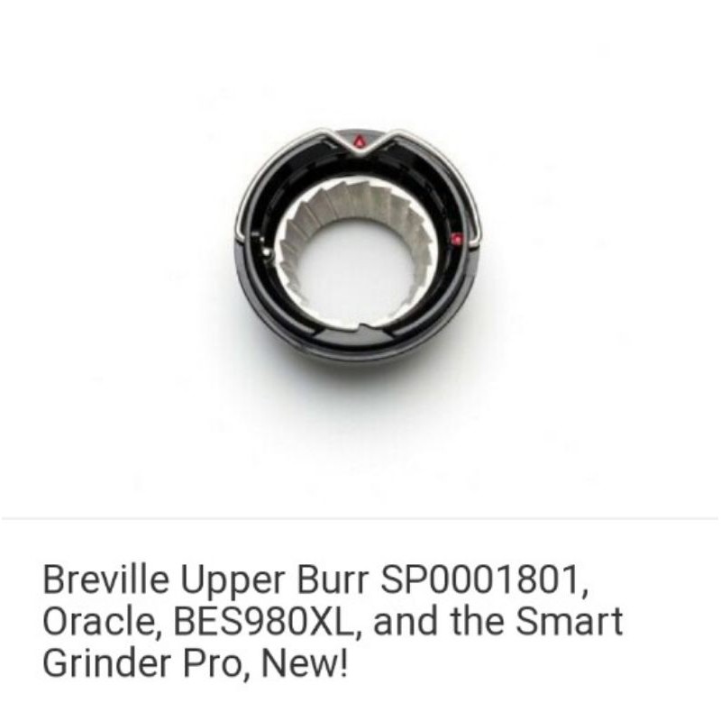 Breville Sage OEM Upper Burr Assembly Set SP0001801 - For Barista Express Espresso Machine - Gray Steel