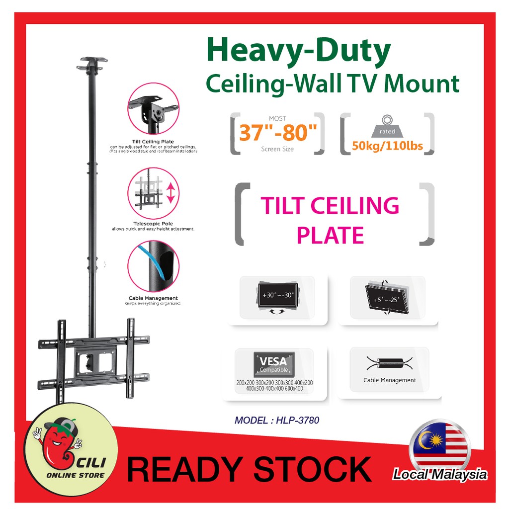 37”80” HeavyDuty TV Ceiling Mount Bracket Shopee Malaysia