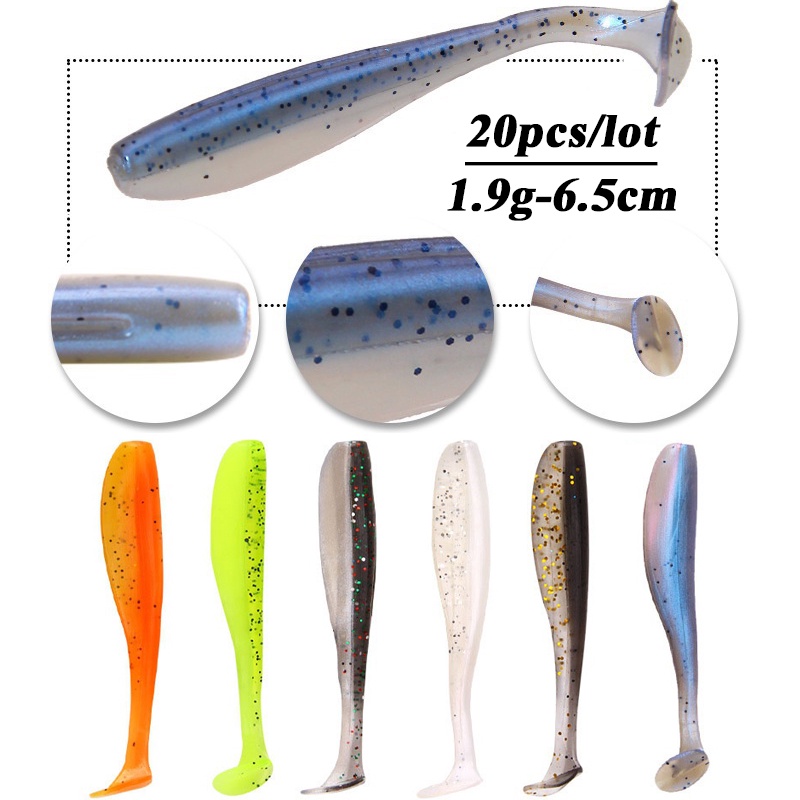 thumbnail image 2 of 50-Pack Soft Plastic Fishing Lures – Worm Swimbait With Fish Tail – Freshwater Saltwater 2 of 3