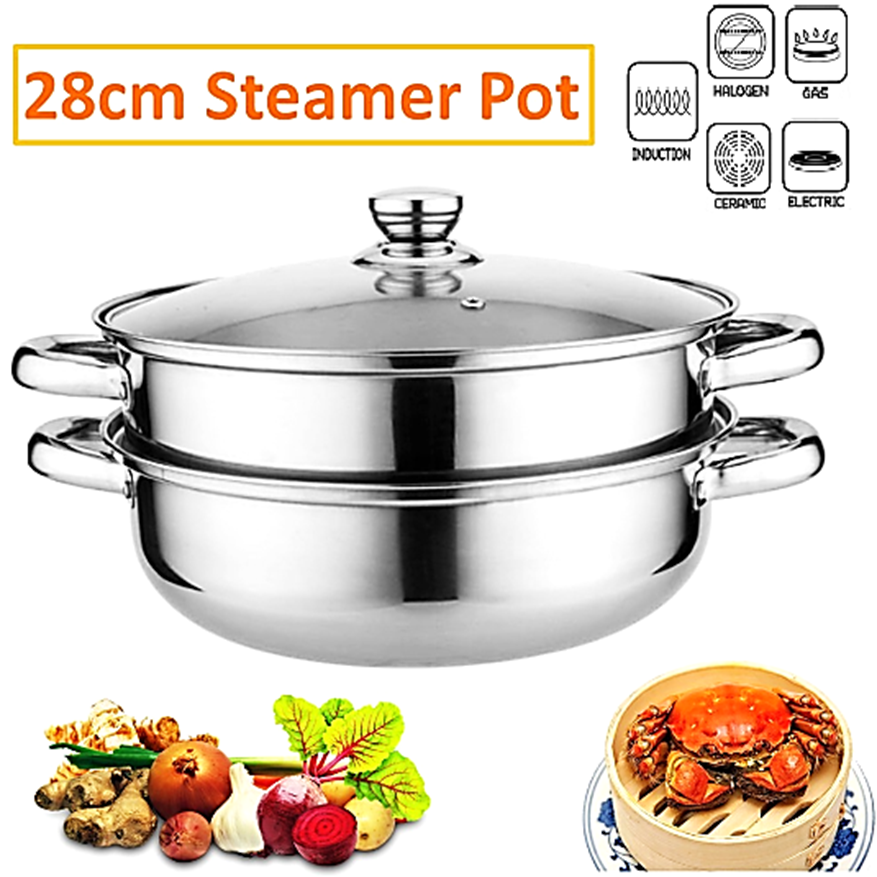 【2 IN 1】Stainless Steel Induction Rice Cooker Skillet Pan Steamer Pot ...