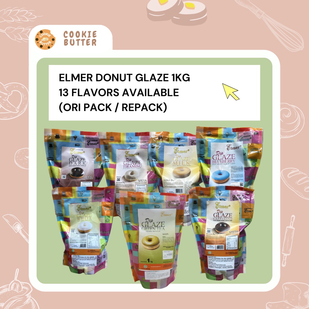 1kg Elmer Dip Glaze Donut Filling Topping Shimmering Topping Glazing