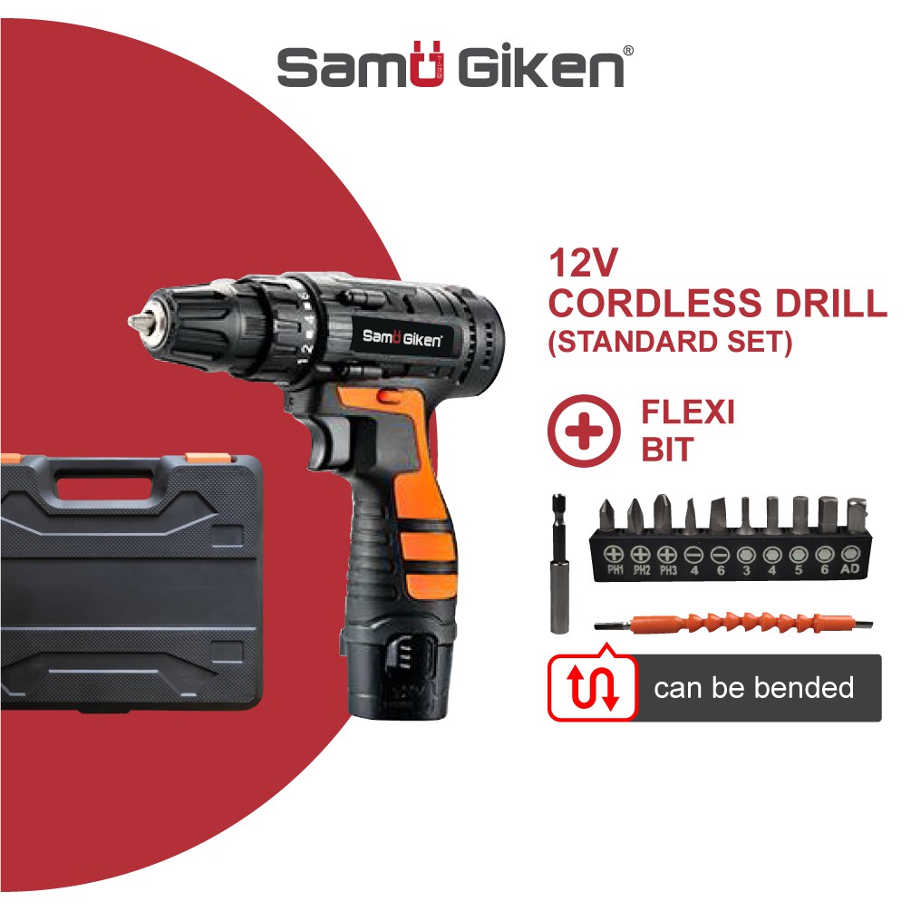 Samu Giken Cordless Wireless Drill Screwdriver with Li ion Battery 12V 16.8V BD112OR BD216OR Gerudi Pemutar Skru Shopee Malaysia