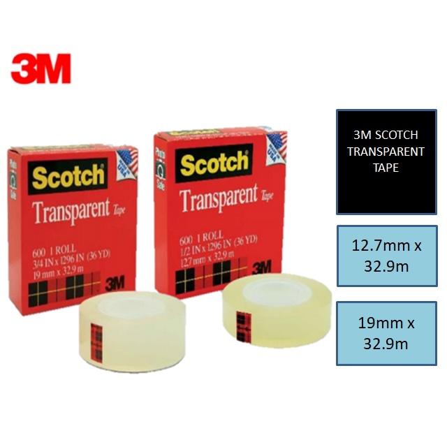 3M 600 Scotch® Transparent Tape - 1/2 x 36 yds